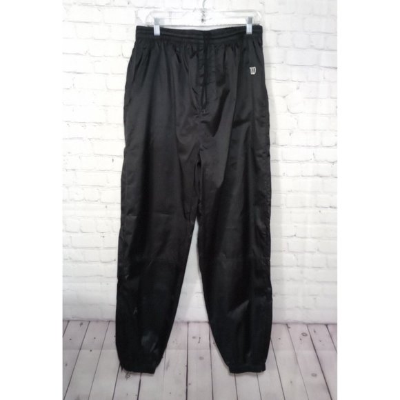 Wilson Pants Vintage Wilson Mens Black Athletic Wind Pants Ankle